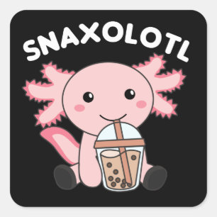 Snaxolotl Axolotl Bubble Tee Liebhaber von süßen T Quadratischer Aufkleber