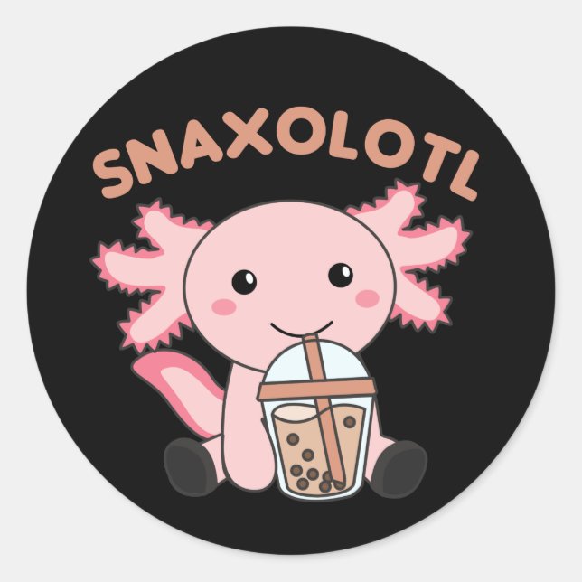 Snaxolotl Axolotl Bubble Tee Liebhaber von süßen T Runder Aufkleber (Vorderseite)