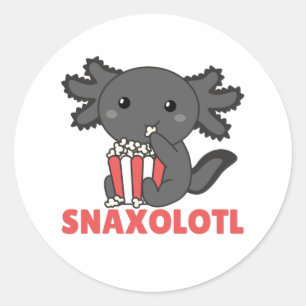 Snaxolotl Axolotl Lovers Sweet Animals Popcorn Cla Runder Aufkleber
