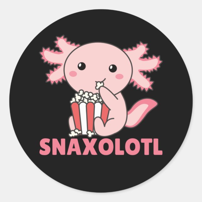 Snaxolotl Axolotl Lovers Sweet Animals Popcorn Cla Runder Aufkleber (Vorderseite)