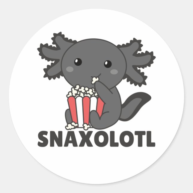 Snaxolotl Axolotl Lovers Sweet Animals Popcorn Cla Runder Aufkleber (Vorderseite)