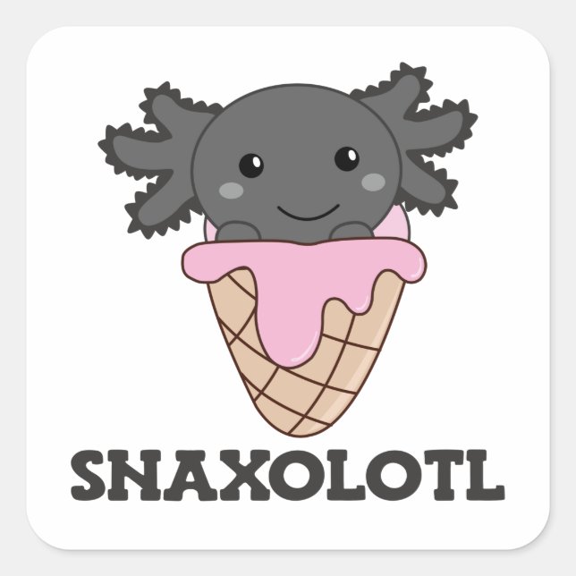 Snaxolotl Axolotl Strawberry Ice Lovers Sweet Squa Quadratischer Aufkleber (Vorderseite)