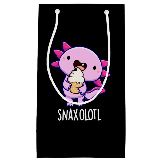 Snaxolotl Funny Axolotl Pun Dark BG Kleine Geschenktüte (Vorderseite)