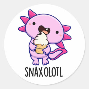 Snaxolotl Funny Axolotl Pun Runder Aufkleber