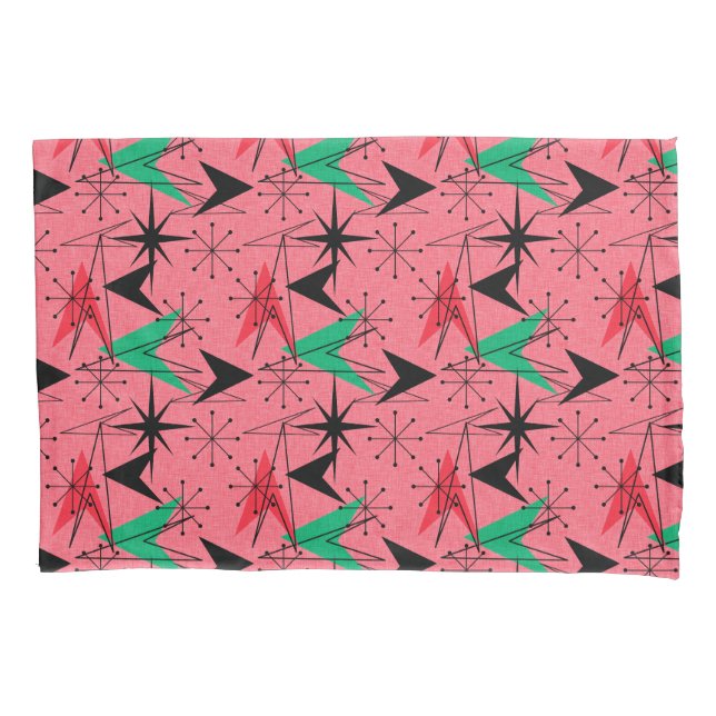 Snazzy Mitte des Jahrhunderts Moderne Orange Aqua  Kissenbezug (Vorderseite)