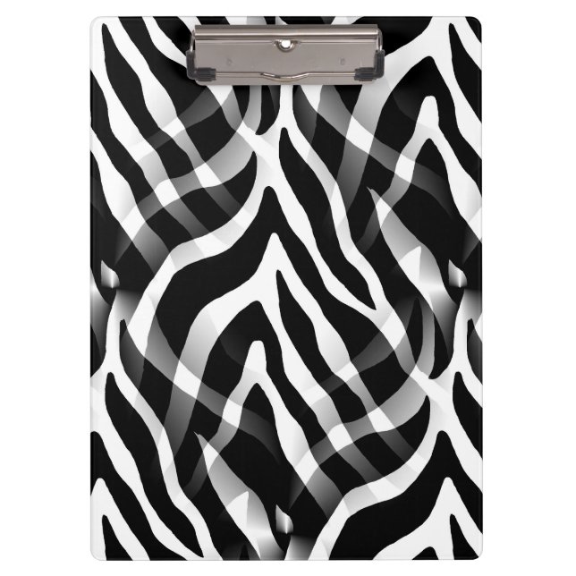 Snazzy Schwarzweiss-Zebra-Streifen-Druck Klemmbrett (Vorderseite)