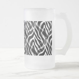 Snazzy Schwarzweiss-Zebra-Streifen-Druck Mattglas Bierglas