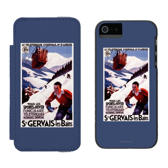 SNCF-Bahndrahtseilbahnpromo-Plakat Incipio iPhone Geldbeutel-Hülle (Seite an Seite)