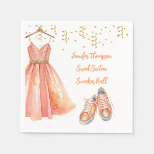 Sneaker Ball Sweet 16 Pfirsich & Gold Glitter Serviette