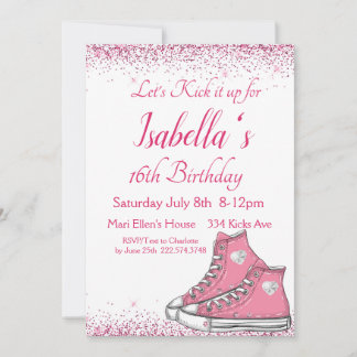 Sneaker Birthday, Glitzer Sweet 16 Einladung