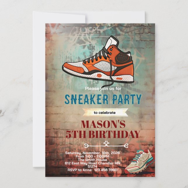 Sneaker birthday party invitation (Devant)