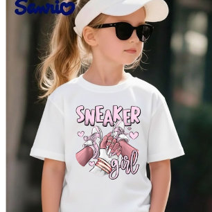 "Sneaker Girl" Kinder Schwarz T-Shirt mit rosa Sne