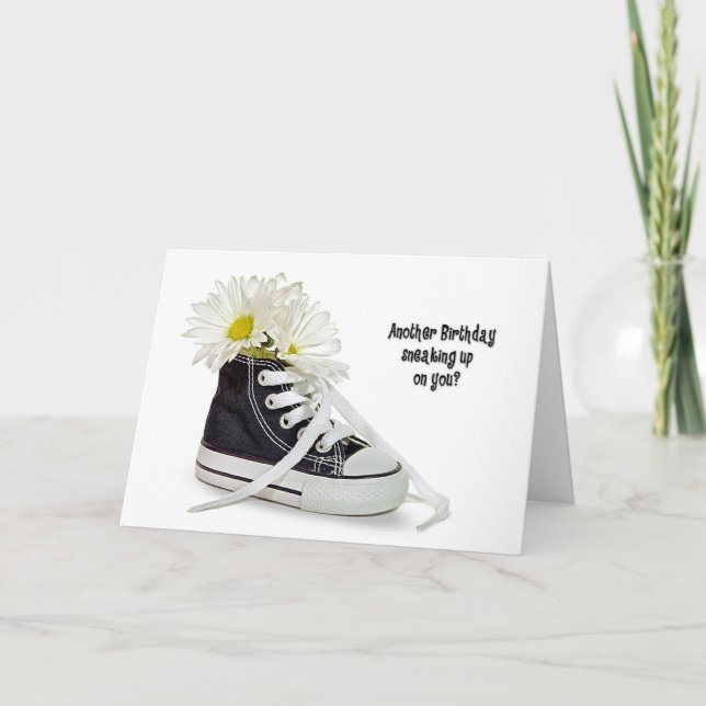 Sneaker und Daisy Birthday Karte (Vorderseite)