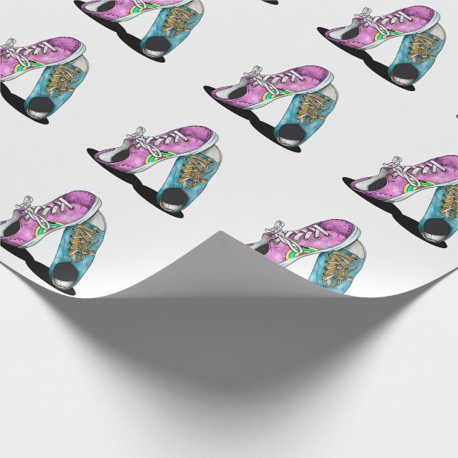 Sneakers Boyfriend und Girlfriend Geschenkpapier (Ecke)