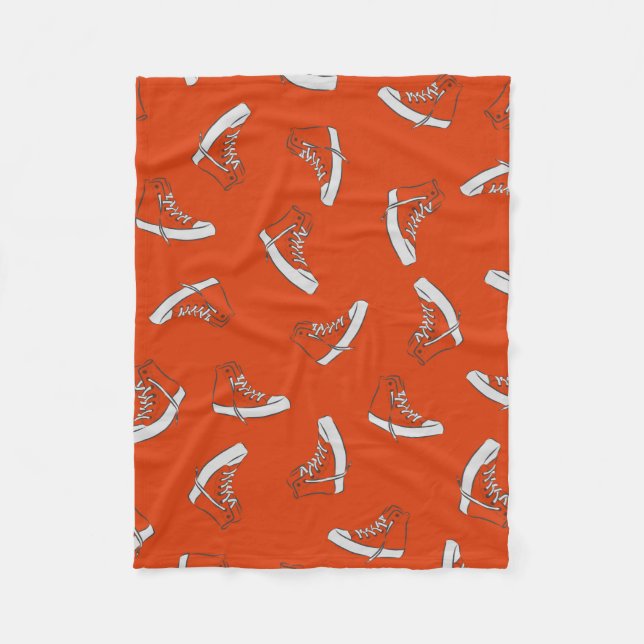 Sneakers nahtloses Muster auf rotem Hintergrund Fleecedecke (Vorderseite)