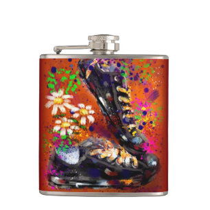 Sneakers und Daisies beeindruckend Orange White Flachmann