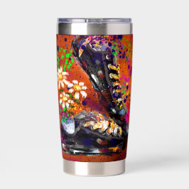 Sneakers und Daisies impressionistisches Orange Ma Thermobecher