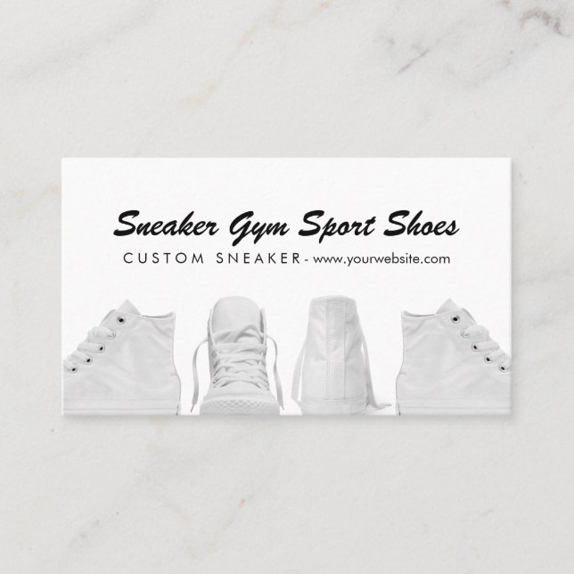 Sneakers White Sport Gym Shoes Visitenkarte (Vorderseite)
