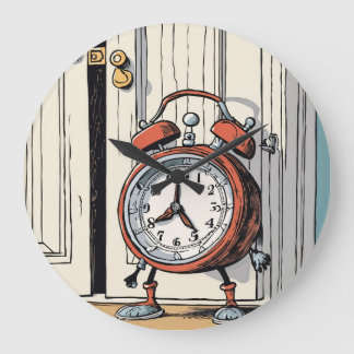 Sneaky Alarm Clock - Whimsical Doorway Große Wanduhr
