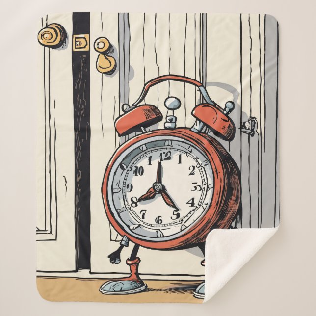Sneaky Alarm Clock - Whimsical Doorway Sherpadecke (Vorderseite)