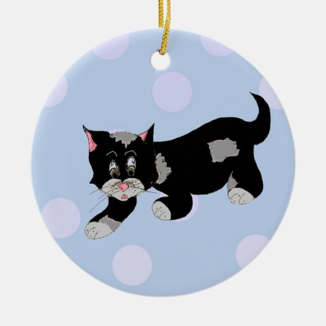 Sneaky Cartoon Cat Keramikornament (Vorne)