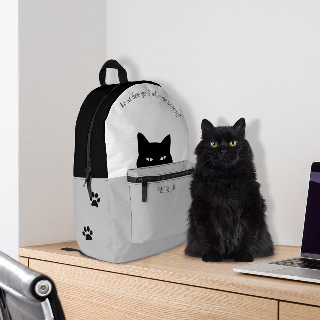 Sneaky Cat Gray Bedruckter Rucksack (Von Creator hochgeladen)