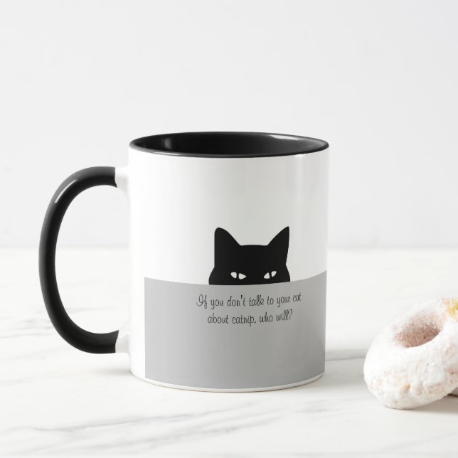 Sneaky Cat Parlez à votre chat Mug (Avec donut)