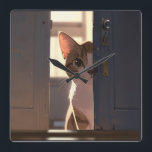 Sneaky cat  quadratische wanduhr<br><div class="desc">Add a cattish touch to your wall</div>