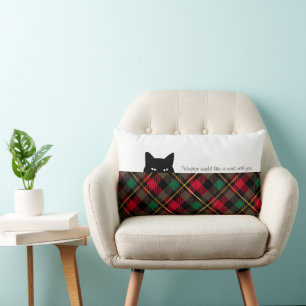 Sneaky Cat Wallace Red Kariert Lumbar Pillow Lendenkissen