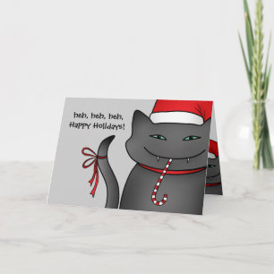 Sneaky Christmas kitty Happy Holidays grau Feiertagskarte