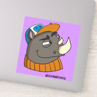 Sneaky Rhino Kid Cartoon Charakter Aufkleber