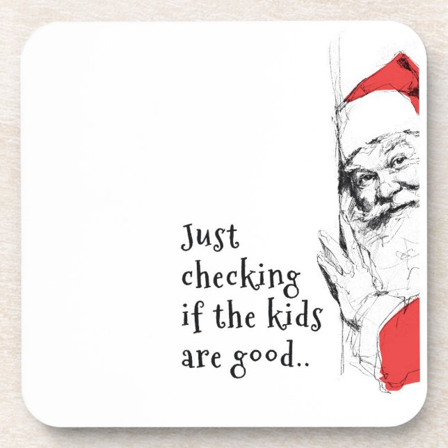 Sneaky Santa prüft Kinder Getränkeuntersetzer (Vorderseite)