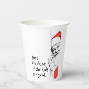 Sneaky Santa prüft Kinder Pappbecher