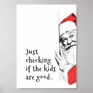 Sneaky Santa prüft Kinder Poster
