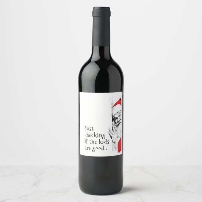 Sneaky Santa prüft Kinder Weinetikett (Vorderseite)