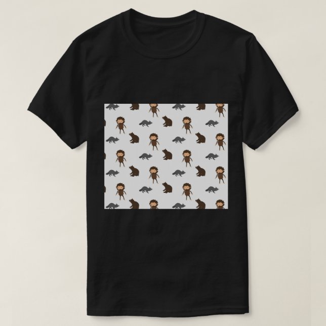 Sneaky Sasquatch Bear Racoon Throw Blanket1 T-Shirt (Design vorne)