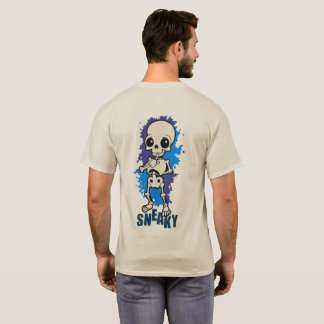 Sneaky Süßes Skelett Halloween Blau Splash T-Shirt