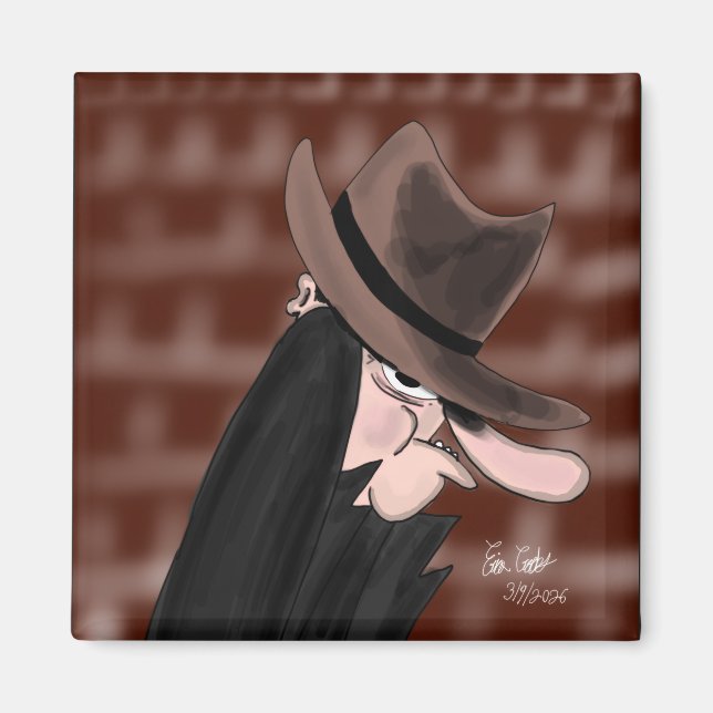 Sneaky villain cartoon character magnet (Vorne)