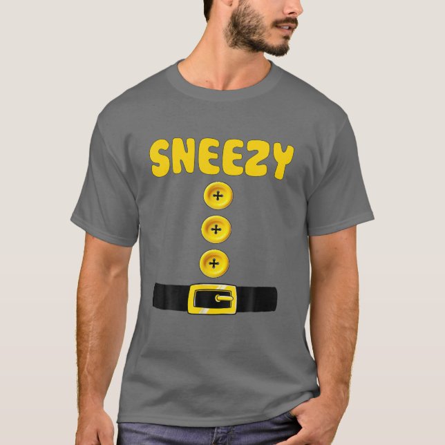 Sneezy Dwarf Halloween Anzug Color Matching Bash T-Shirt (Vorderseite)