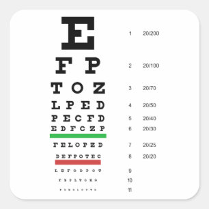 Snellen Augen-Diagramm-Aufkleber Quadratischer Aufkleber