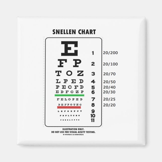 Snellen Chart (medizinisch Visuelle Untersuchung d Magnet (Vorne)