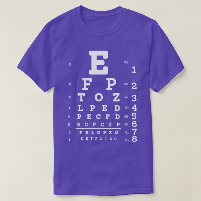 Snellen Chart Optimetric Eyesight Test T-Shirt (Design vorne)