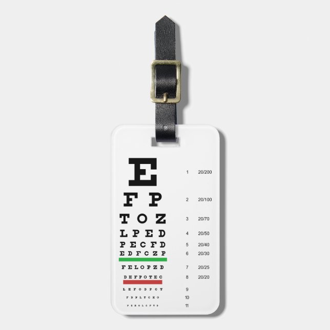 Snellen Eye Chart Gepäckanhänger (Vorderseite vertikal)