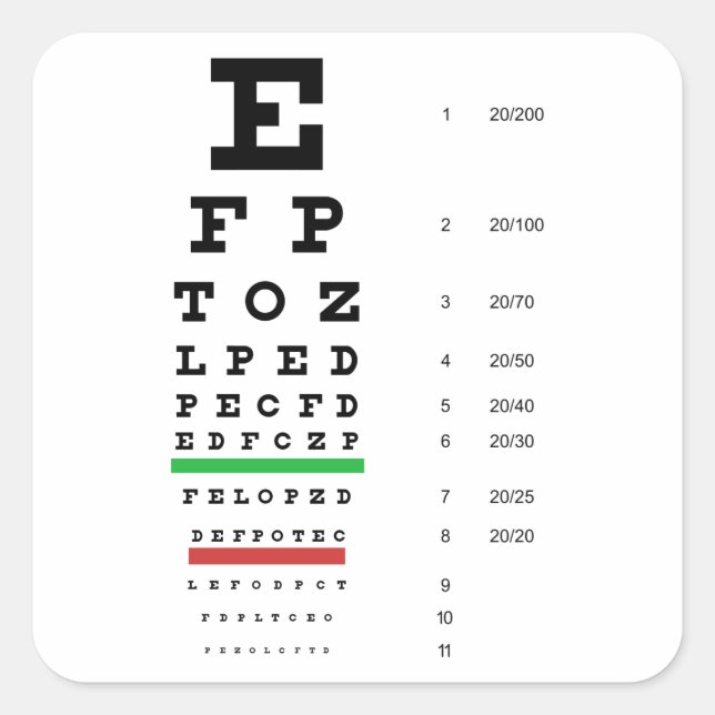 Snellen Eye Chart Sticker (Vorderseite)