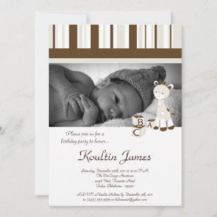 Snicker Doodle Giraffe Grey Invitation Anniversair