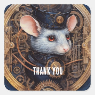 Snickerfur Steampunk Quadratischer Aufkleber