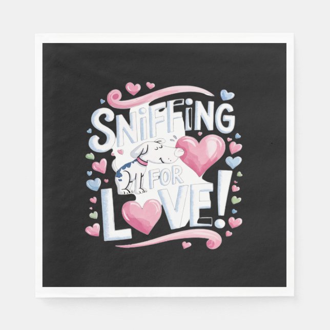 Sniffen nach Liebe! Hund Serviette (Vorderseite)