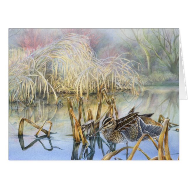 Snipe auf einer frostigen Morgenkarte (Vorderseite (Horizontal))