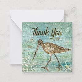 Snipe Bird on Shore Painted Art Vielen Dank Mitteilungskarte