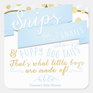 Snips & Snails Blaue Gold Gestreifte Gefallenheits Quadratischer Aufkleber
